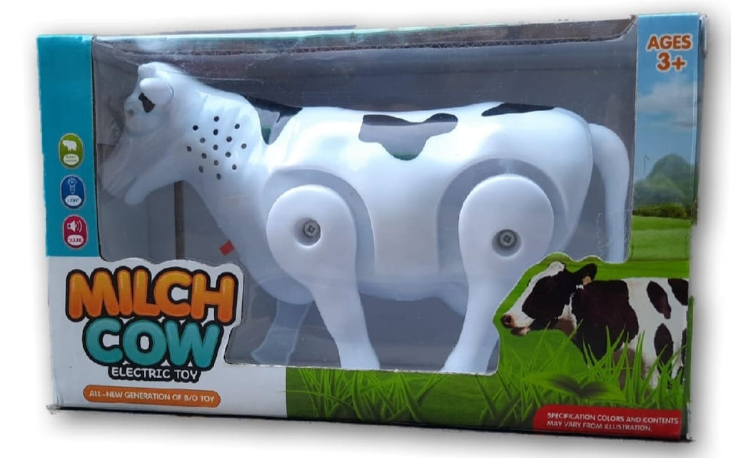 Funny Walking Musical Milch Cow Toy for Kids �Black &amp; White Electric Animal with Lights, Sound &amp; Moving Tail