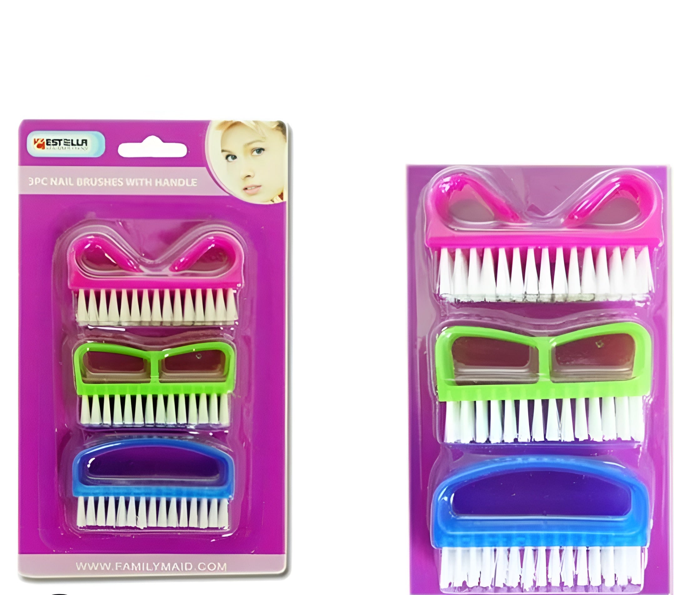 Pack Of 3 Nail Brush Set with Handle �Soft &amp; Durable Bristles for Cleaning Hands, Feet, Nails &amp; Cuticles, Removes Dirt, Grime &amp; Grease, Assorted Colors (Random Color)