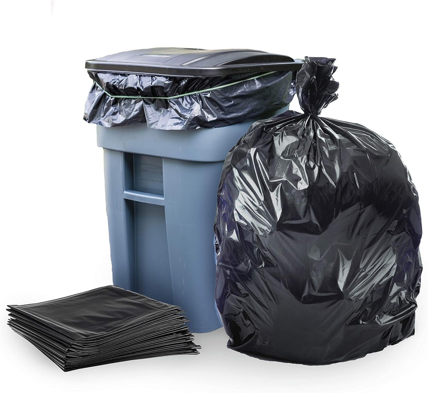 Black Garbage Bags Roll �Leak Proof, Heavy Duty Disposable Trash Bags for Dustbin, Diapers, Waste &amp; Storage, Portable Plastic Bin Bags - Small (18?24 �32 bags)