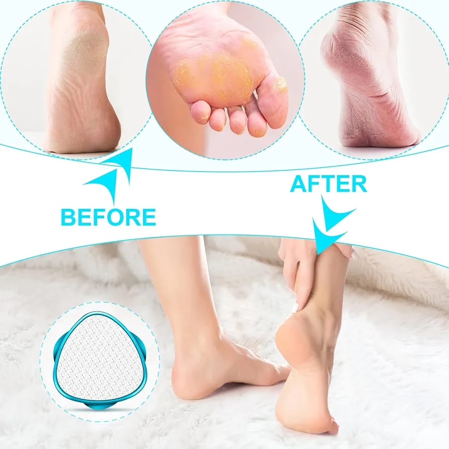 2 in 1 Double-Sided Nano Glass Callus Remover &amp; Crystal Hair Eraser �Safe &amp; Quick Foot File, Dead Skin &amp; Hard Callus Remover, Painless Epilator for Women, Portable Pedicure Tool (Random Color)