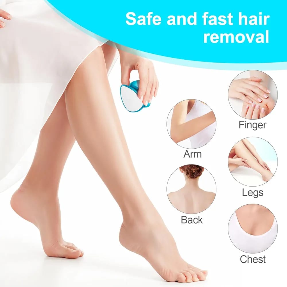 2 in 1 Double-Sided Nano Glass Callus Remover &amp; Crystal Hair Eraser �Safe &amp; Quick Foot File, Dead Skin &amp; Hard Callus Remover, Painless Epilator for Women, Portable Pedicure Tool (Random Color)
