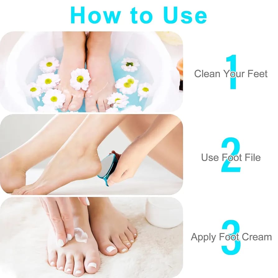 2 in 1 Double-Sided Nano Glass Callus Remover &amp; Crystal Hair Eraser �Safe &amp; Quick Foot File, Dead Skin &amp; Hard Callus Remover, Painless Epilator for Women, Portable Pedicure Tool (Random Color)