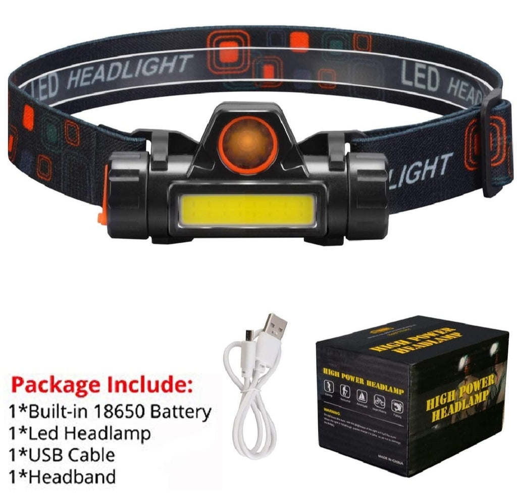 Rechargeable High Power LED Headlamp �Waterproof Headlight with Adjustable Brightness, Magnetic Side &amp; Ergonomic Strap for Camping, Hiking, Fishing &amp; Outdoor Use
