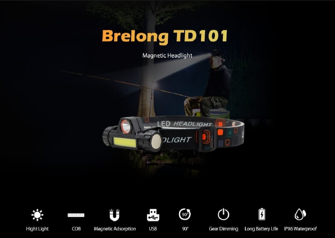 Rechargeable High Power LED Headlamp �Waterproof Headlight with Adjustable Brightness, Magnetic Side &amp; Ergonomic Strap for Camping, Hiking, Fishing &amp; Outdoor Use
