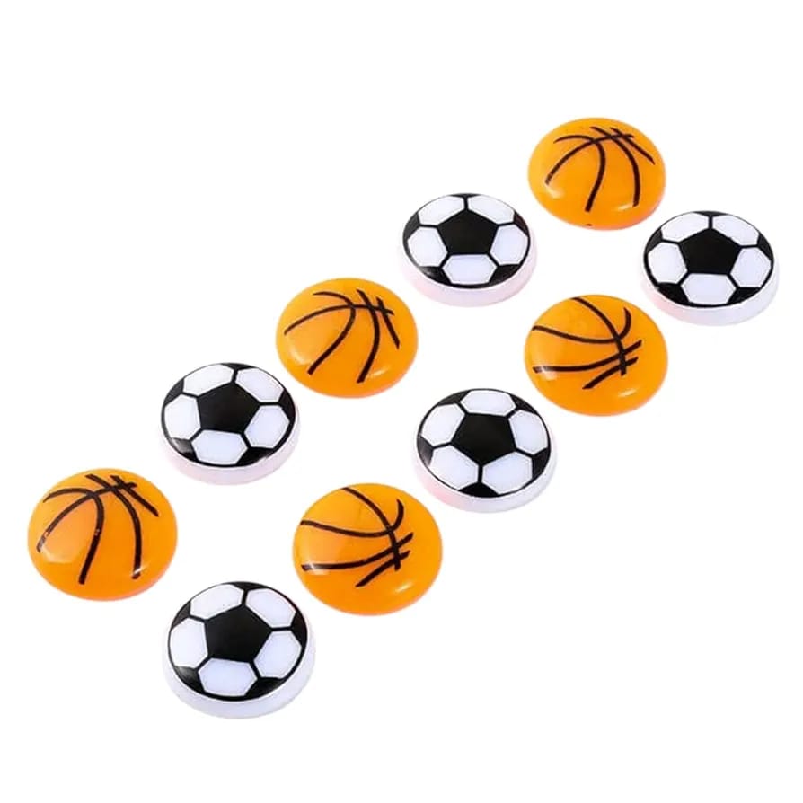 Basketball &amp; Football Refrigerator Magnets �Set of 10 Durable Sports-Themed Decorative Magnets (1.5 x 1.5 Inches)