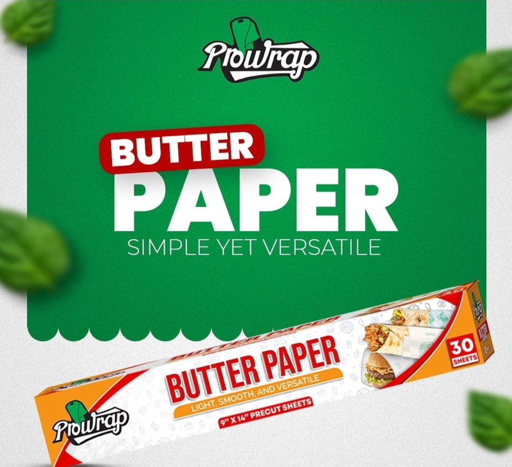 Prowrap Butter Paper �9" x 14" Precut Sheets (30 Pcs) | High-Quality Waterproof &amp; Grease-Resistant Food Wrap | Thicker Than Market Standard