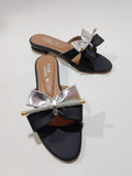 New Fashion New Design Black Bow Slide Sandals with Crystal Accent For Women - 7