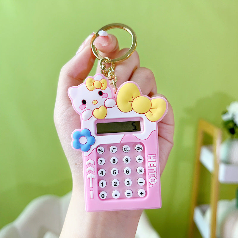 Mini Calculator Keychain �Cute Pink Kawaii Cartoon Portable Calculator | School &amp; Student Supplies, Stationery Gift (Random color)