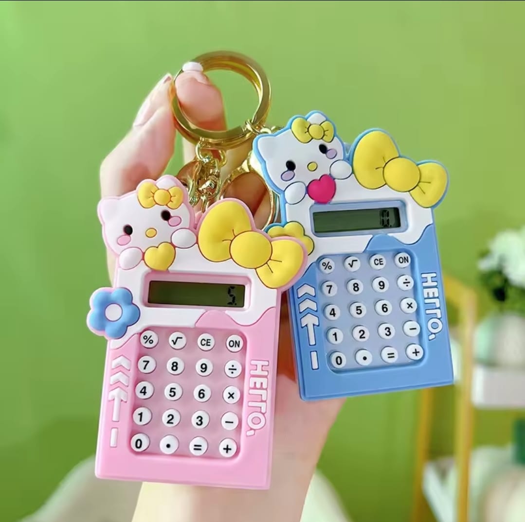 Mini Calculator Keychain �Cute Pink Kawaii Cartoon Portable Calculator | School &amp; Student Supplies, Stationery Gift (Random color)