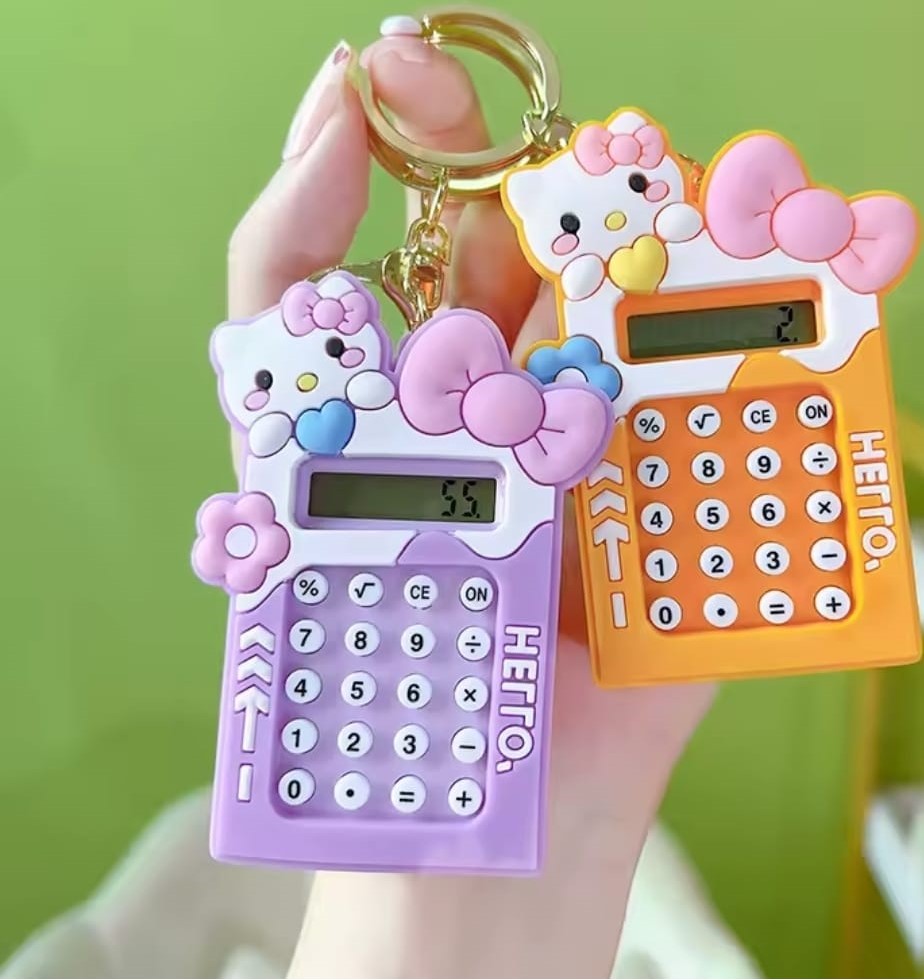 Mini Calculator Keychain �Cute Pink Kawaii Cartoon Portable Calculator | School &amp; Student Supplies, Stationery Gift (Random color)