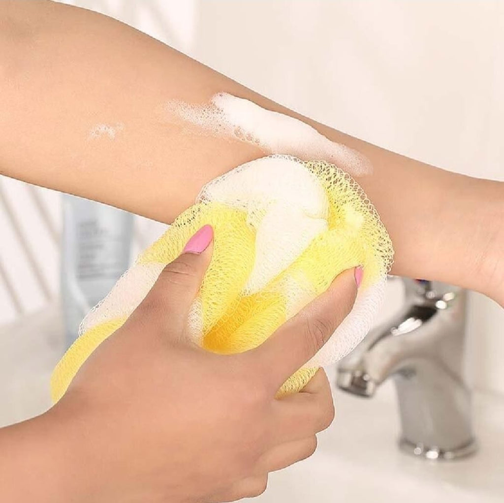 2PCs Wash Brush Bath Back Hanging Mesh Shower Sponge �Soft Exfoliating Braid Loofah (Random Color)