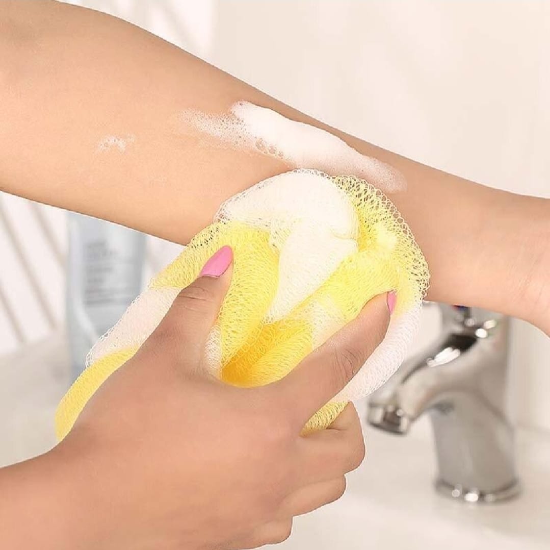 2PCs Wash Brush Bath Back Hanging Mesh Shower Sponge �Soft Exfoliating Braid Loofah (Random Color)