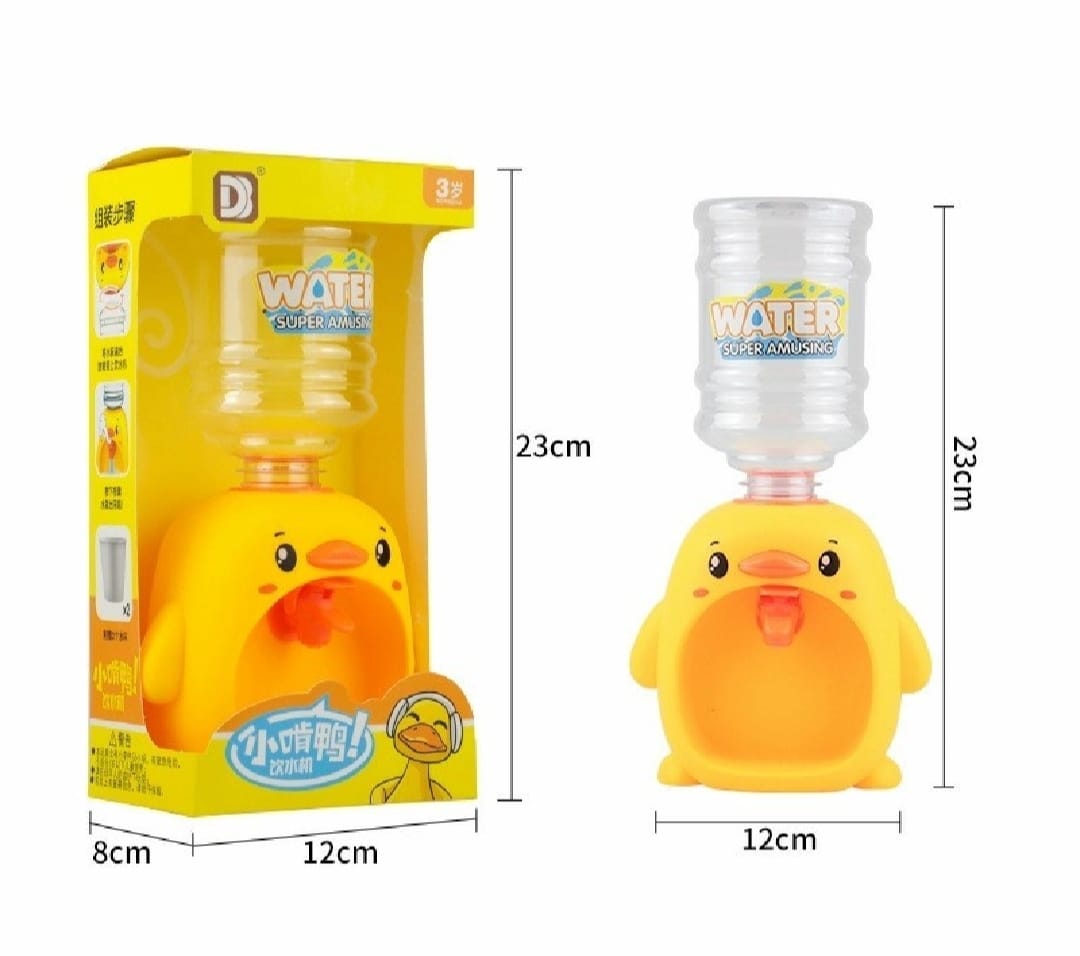 Mini Duck Water Dispenser Toy Drinking Fountain �Cute Yellow Duck Design with Realistic Water Flow, Eco-Friendly ABS Material, Battery Operated Kids Pretend Play Toy Gift with Cups for Boys and Girls, Age 3+