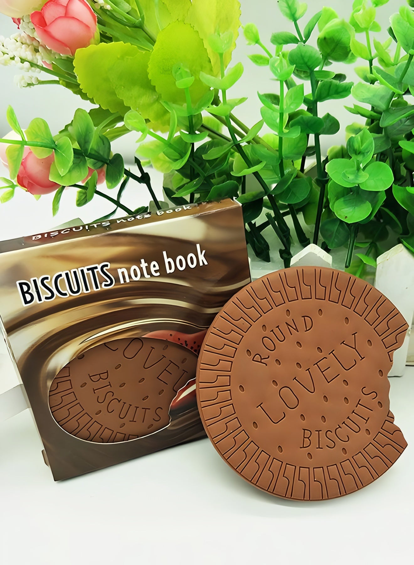 Biscuit Shaped Notebook �80 Pages Round Steno Pad for Students, Artists &amp; Kids �Fun Chocolate Biscuit Design, Portable Memo Notepad for Notes, Sketching, Doodling &amp; Creative Writing