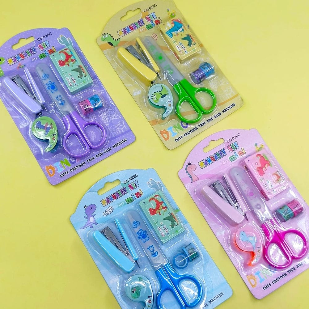 Space-Themed Stationery Set for Students and Office Use �6-Piece Desk Organizer Kit with Stapler, Staple Pins, Scissors, Mini Washi Tapes, and Tape Dispenser �Creative Back-to-School and Gift Set (Random Color)
