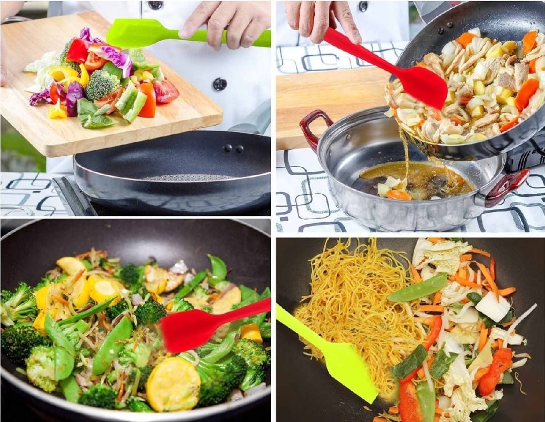 Silicone Spatula 8-Inch �Heat Resistant, Non-Stick Flexible Rubber Scraper Spoon for Kitchen Use