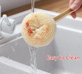 Multipurpose Fiber Cleaning Balls with Long Handle �Reusable Scrubbers for Kitchen &amp; Household Cleaning (1 Handle &amp; 3 Balls)(Random color)