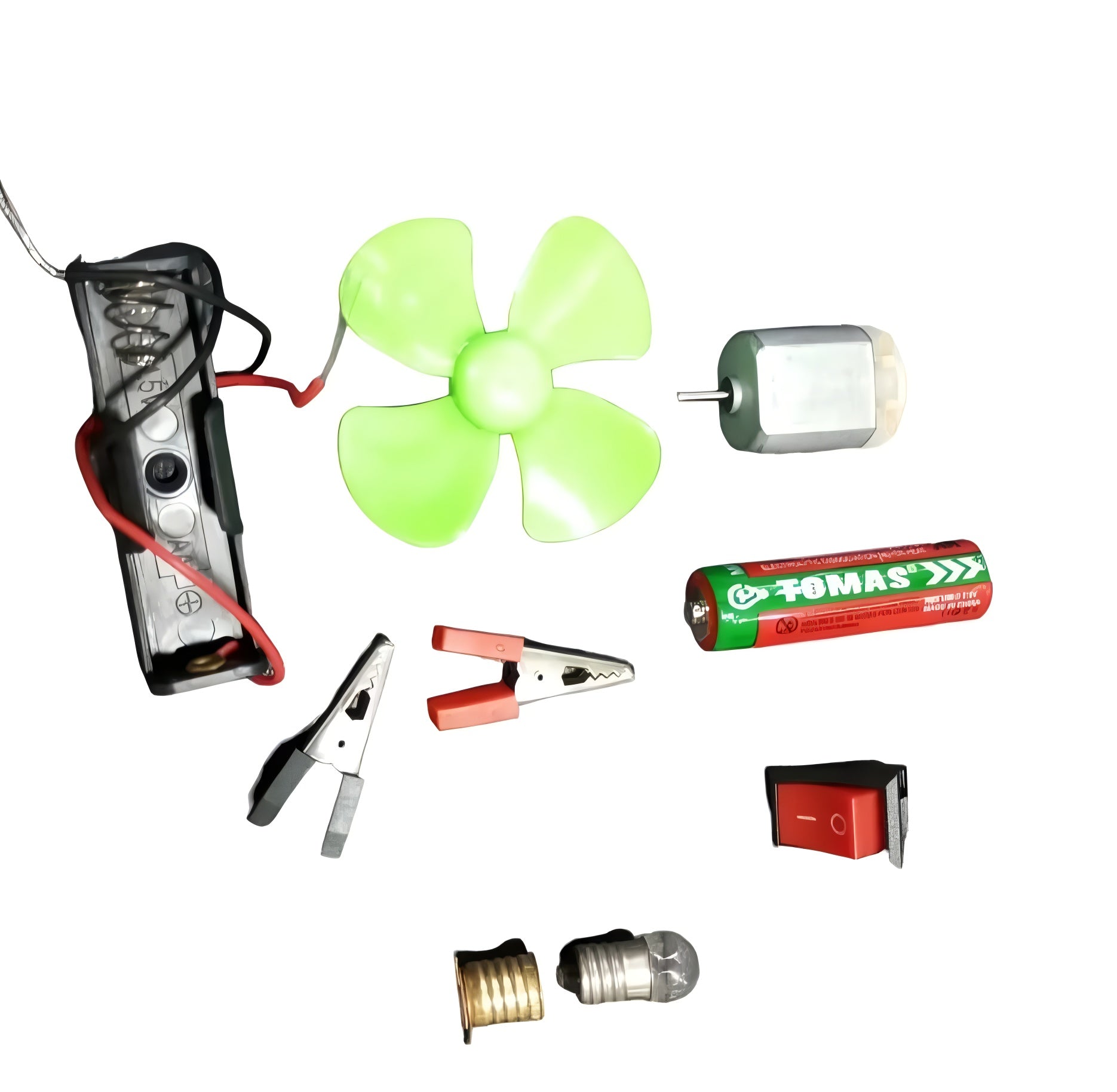 Bulb and Fan Electric Science Experiment Kit for Kids and Adults �DIY STEM Educational Toy for Physics Projects, Model Building, and Circuit Learning �Hands-On School Science Experiment Kit with Motor, Fan, Bulb, and Accessories (Random Color)