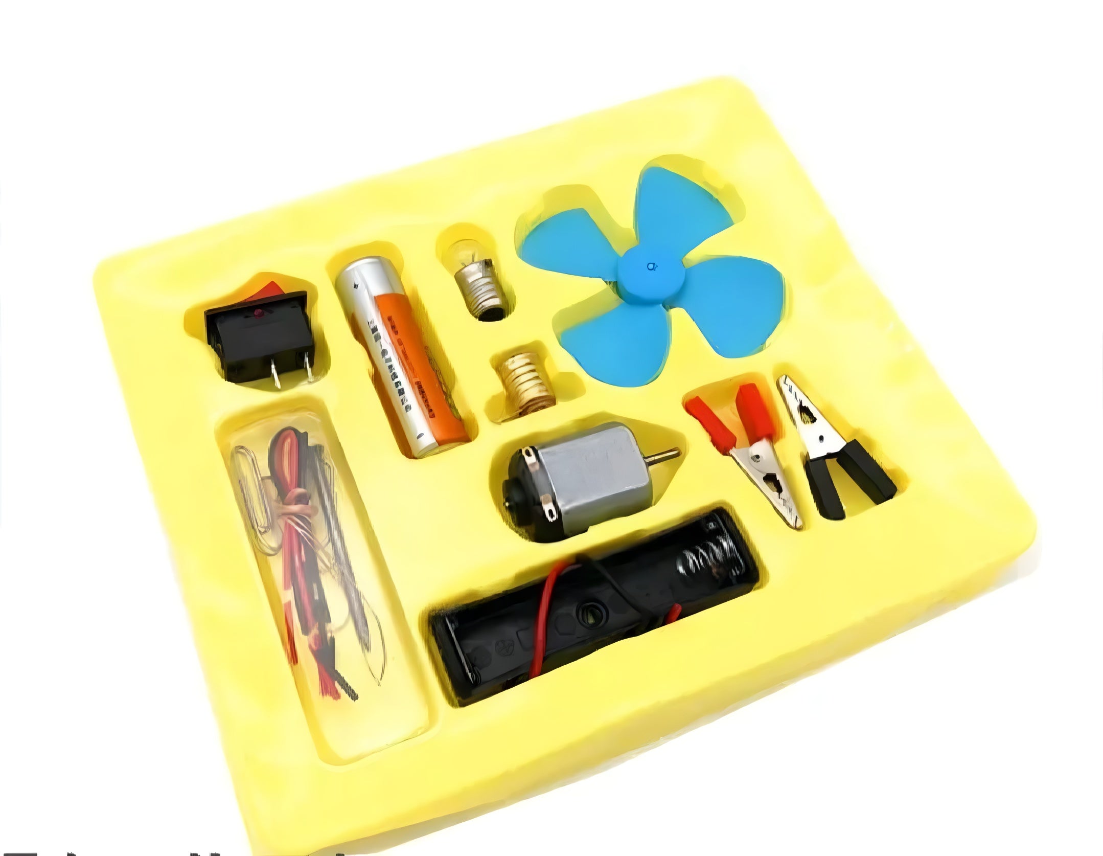 Bulb and Fan Electric Science Experiment Kit for Kids and Adults �DIY STEM Educational Toy for Physics Projects, Model Building, and Circuit Learning �Hands-On School Science Experiment Kit with Motor, Fan, Bulb, and Accessories (Random Color)