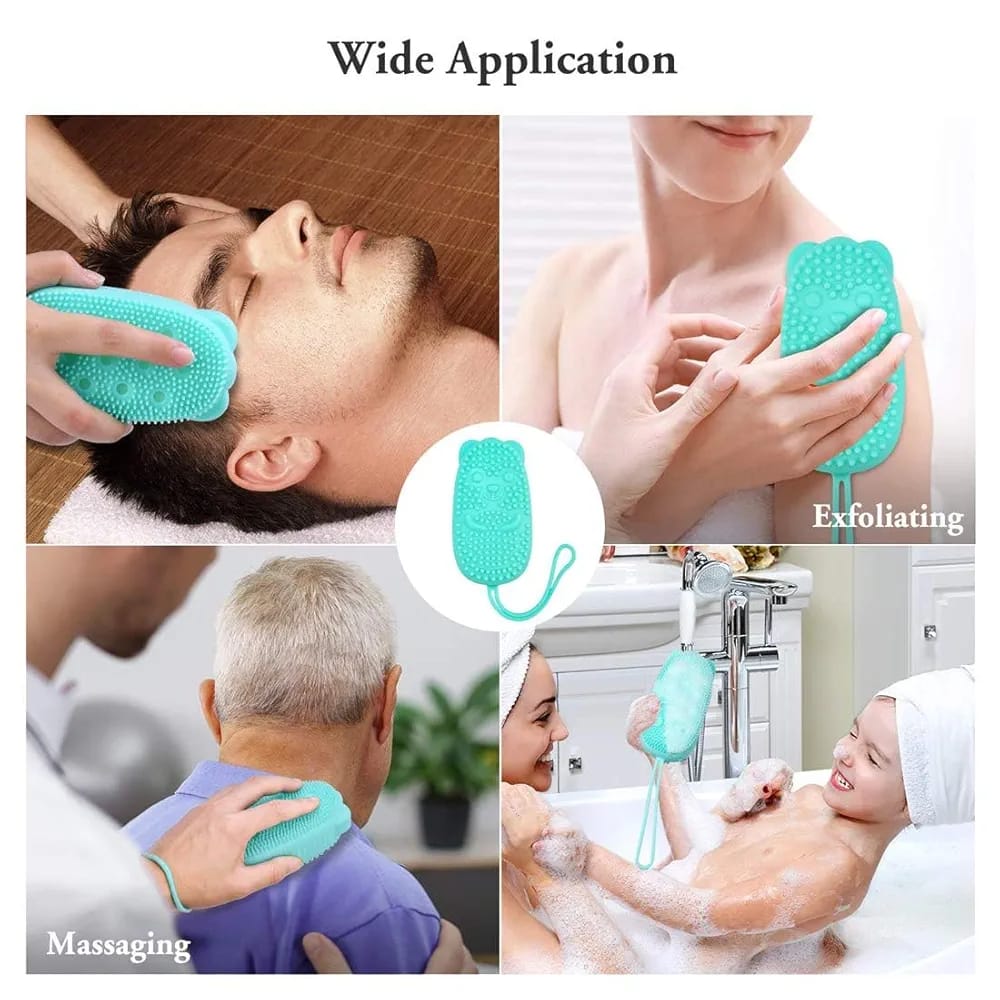 Bubble Bath Brush �Double-Sided Silicone Body Brush with Quick Foaming Sponge, Gentle Exfoliation &amp; Massage for All Skin Types