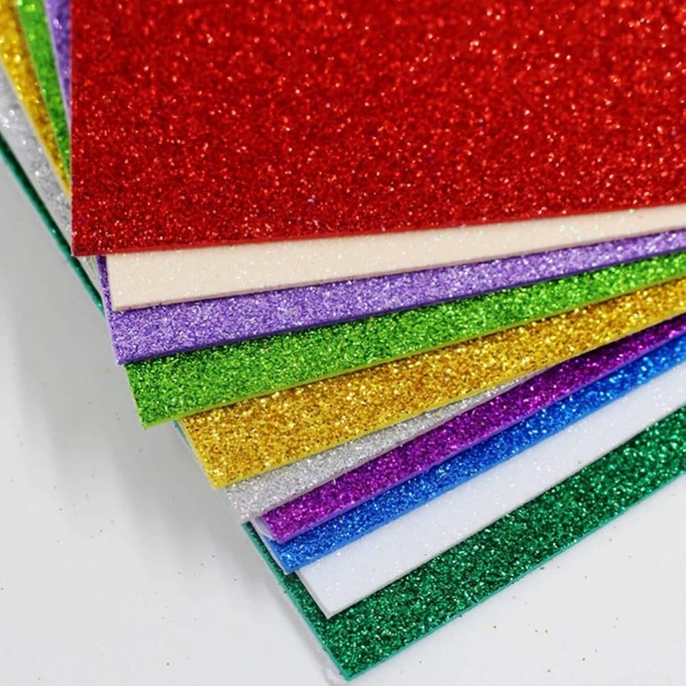 10PCS Glitter Foam Sheets �Premium A4 EVA Craft Adhesive Glitter Paper for DIY, Scrapbooking &amp; School Projects