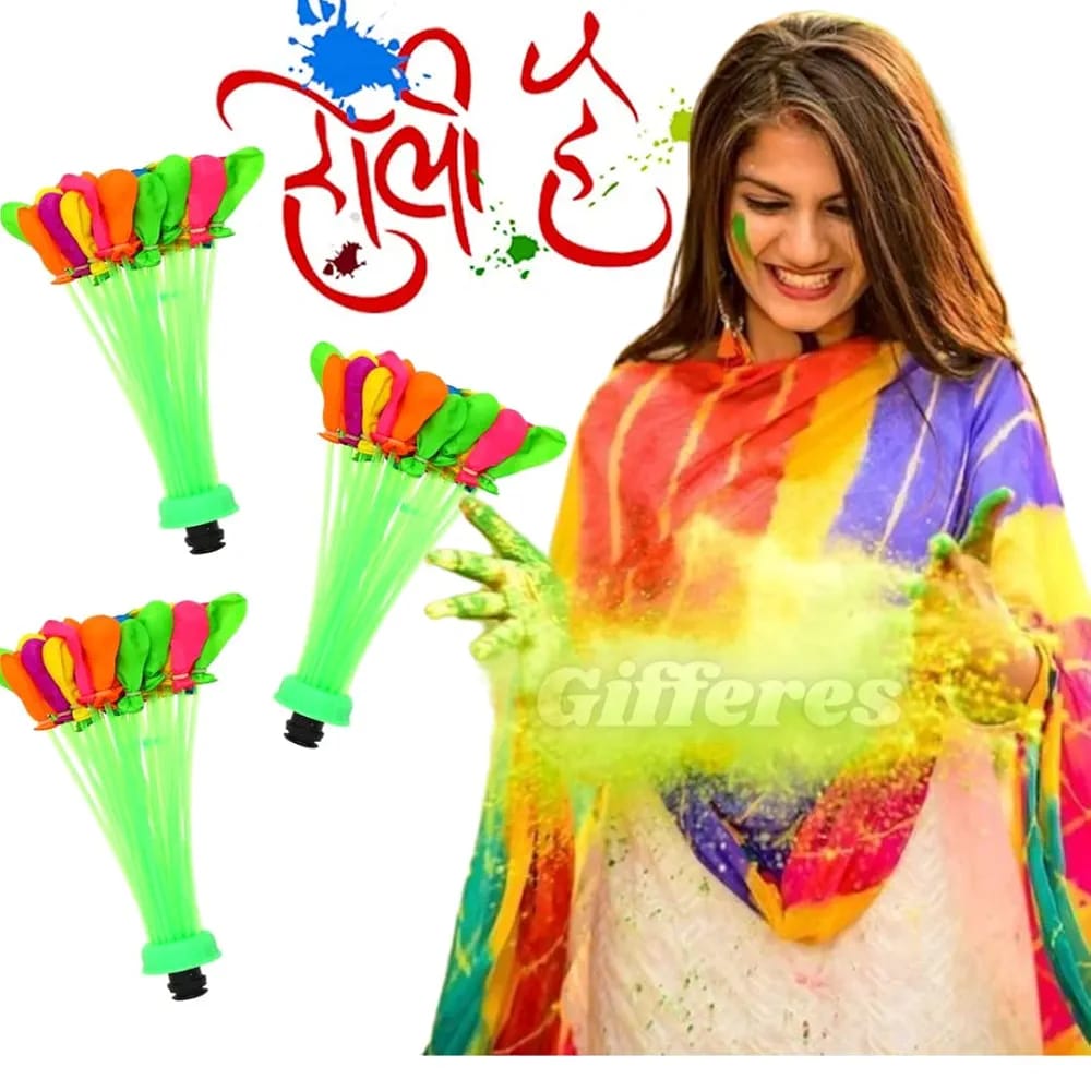 Self-Sealing Water Balloons �111 Pcs | Automatic Fill &amp; Tie Magic Balloons with Universal Tap Adapter | Multicolored for Holi &amp; Summer Fun