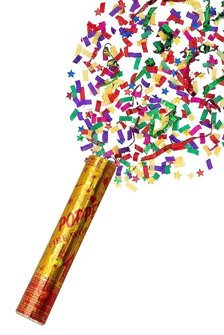 Pack of 2 Party Popper Confetti Filled Rose Party Popper for Birthday, Anniversary, Wedding, Welcome Party, Baby Shower, New Year Celebration and Other Events