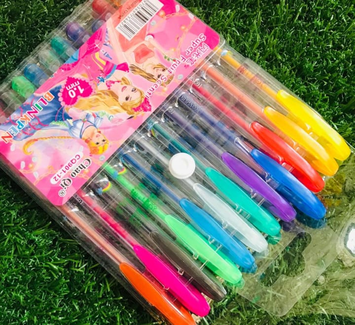 Fruit Scent Gel Glitter Pen �1.0mm Smooth Writing with a Sparkle | Pack of 12