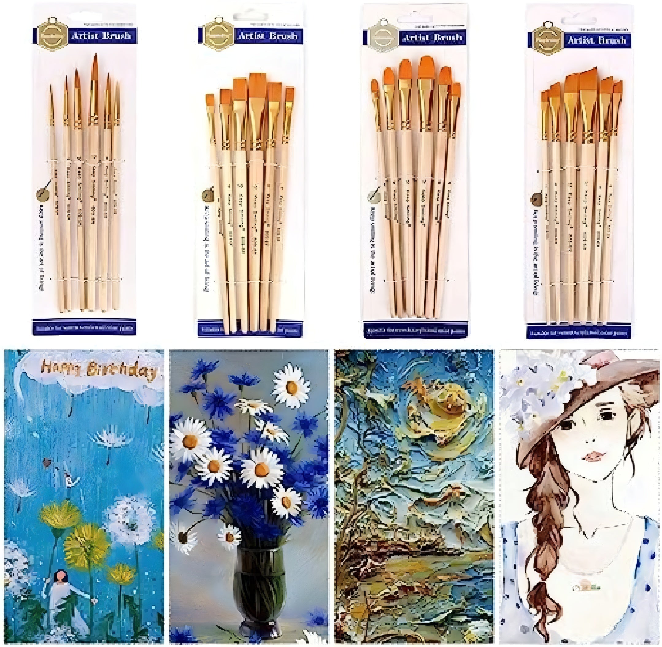 Pack of 6 Professional Angular Brush Set for Artists �Wooden Handle &amp; Ultra-Soft Tapered Bristles | Multi-Purpose Brushes for Painting, Designing, Calligraphy &amp; Craft | Ideal for Acrylic, Oil &amp; Watercolors