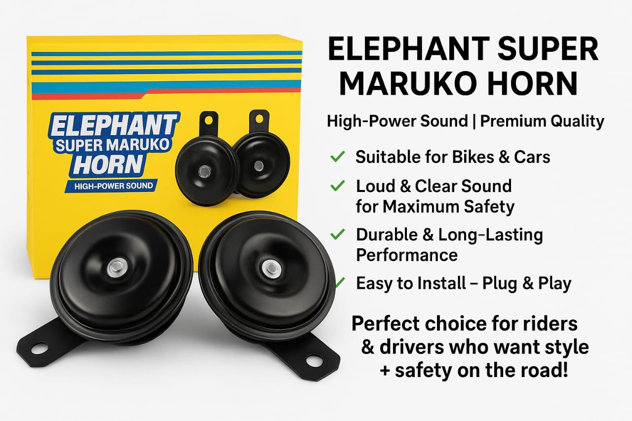 High Sound Elephant Horn for Cars &amp; Bikes �Super Loud 12V Universal Vehicle Horn | Durable, Long-Lasting, Clear &amp; Powerful Sound for Maximum Road Safety | Easy Plug &amp; Play Installation | Compatible with All Cars, Motorcycles &amp; Scooters