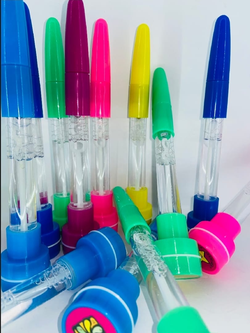 4-in-1 Pen with Stamp, Bubbles, Light, and Writing Function �Fun Creative Multi-Use Pen for Kids, Arts, Crafts, and School Supplies �Premium Quality, Imported, Available in 6 Colors with Bubble Container and Red Light (Random Color)