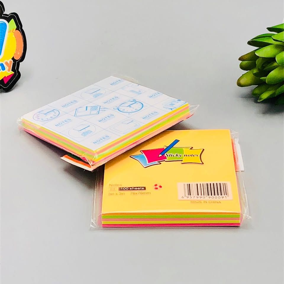3x3 Inches Sticky Notes Pack �100 Sheets Per Pad, Strong Adhesive Backing, Easy to Write On, Peel-Off Convenience, Perfect for Home, Office, and School Use (Random Color)