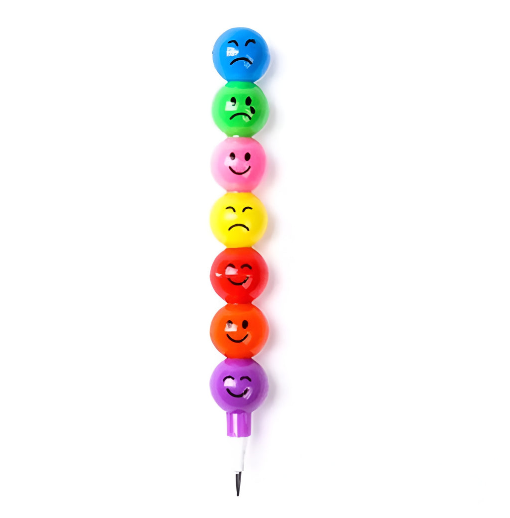 4 Pcs Smiley Cartoon Stationery Pencils �Fun Rainbow Pens with Cute Funny Faces for Kids, Students, and Gifts (Random Color)