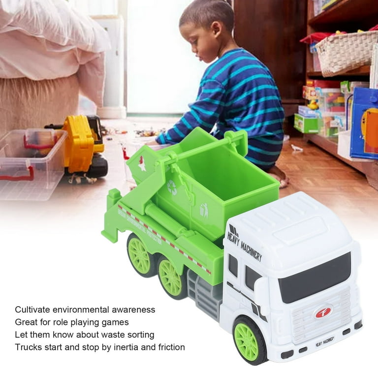 Toy Garbage Truck �Green Recycling Sanitation Vehicle with Real Sliding Action | Inertial Plastic Dumper Truck for Kids to Learn Waste Classification and Environmental Awareness