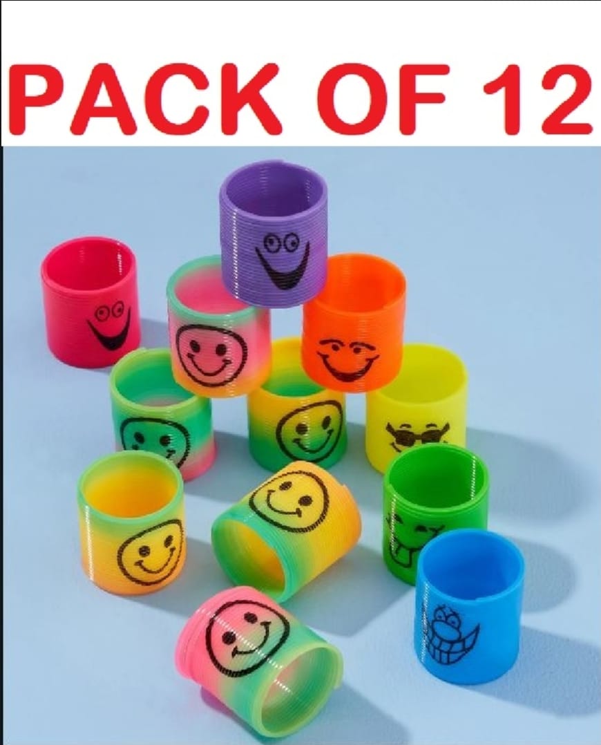 Pack of 12 Magic Slinky Spring Finger Fidget Toys �Stress Relief Sensory Toy for Kids &amp; Adults, Fun Party Favors and Learning Activity, Multicolor