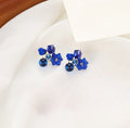 Flower Crystal Korean Earrings �Elegant Women? Fashion Jewelry in Multiple Colors (Black, Blue, Red, Yellow, Green, Sky Blue, Purple, Light Pink, Dark Pink (AXT-104) - Black