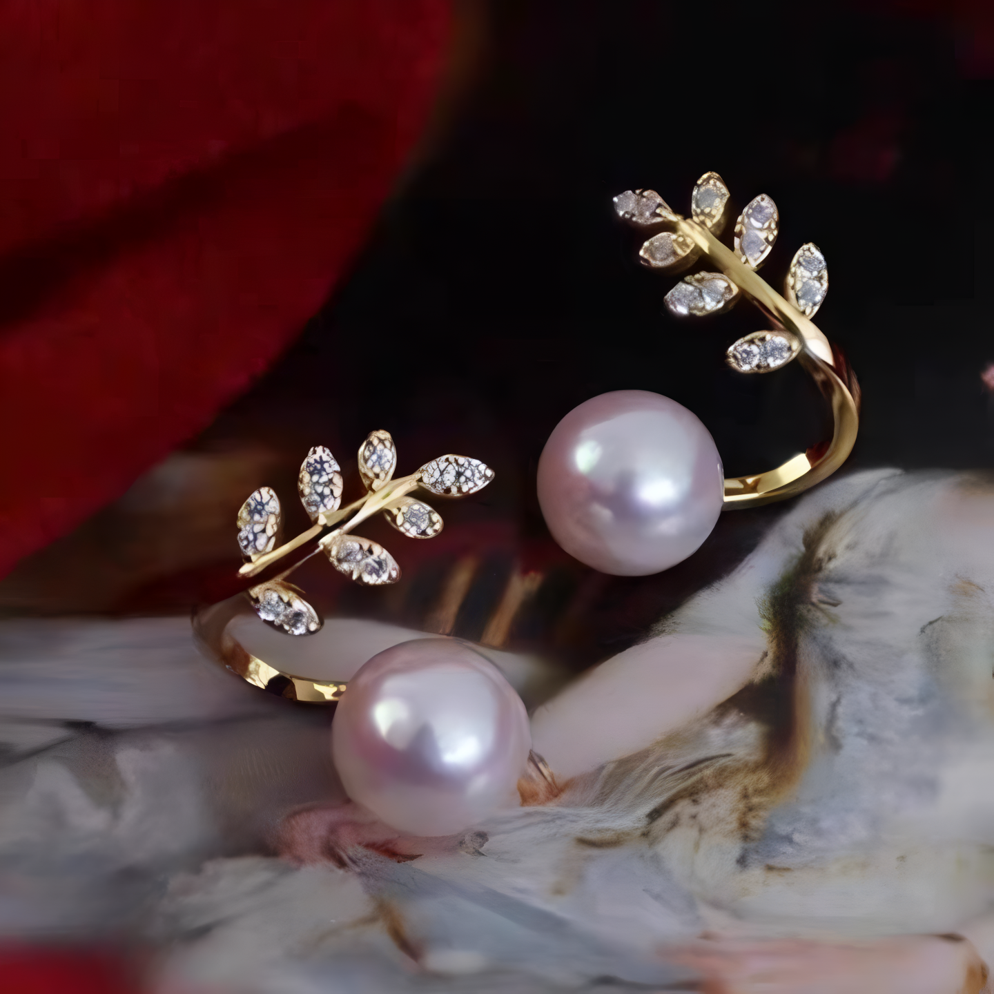 Elegant Leaf Pearl Korean Earrings �Stylish Jewelry for Women, Perfect for Casual &amp; Formal Wear (AWT-103) - Silver