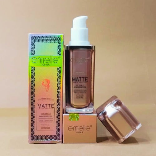 Emelie Matte Waterproof Skin Perfector with Primer �Long-Lasting, Oil-Control, SPF 15 - Shade 1  30 ML