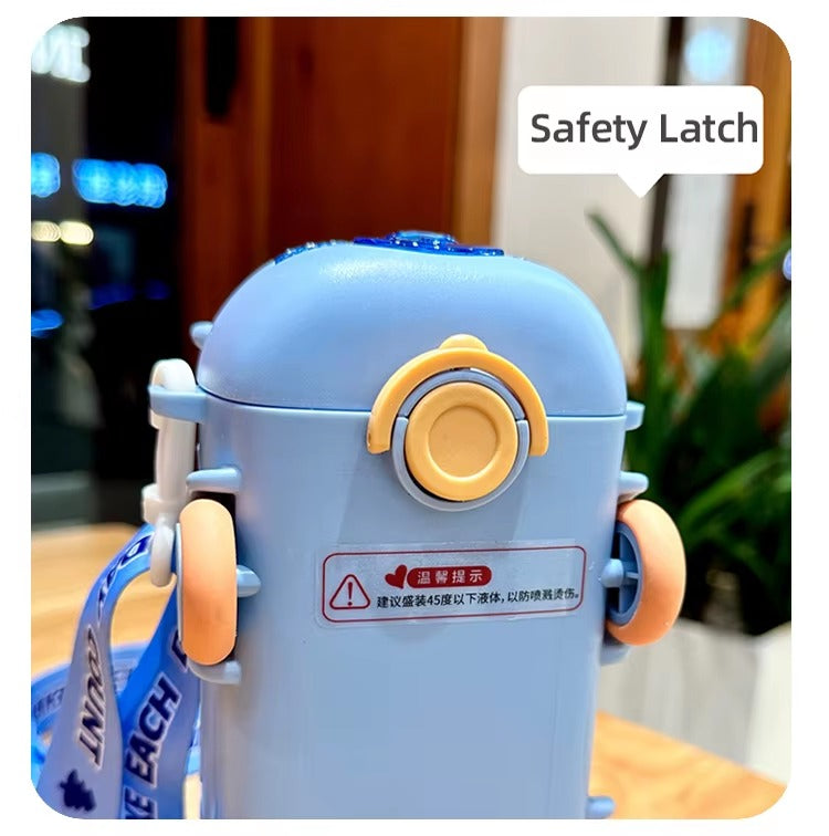 School Bus Design Kids Water Bottle With Strap�600ml ABS Plastic Leak-Proof Bottle Small Square Drinking Cup �Fun &amp; Durable Water Bottle for Children (Random Color)