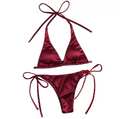Women? Bikini Set �Halter Neck Triangle Top & Adjustable Side-Tie Bottom | Stylish Swimwear for Beach & Pool (Maroon)