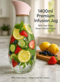 1400ml Hard Glass Water Jug with Lid �Heat-Resistant Pitcher for Water, Juice, Iced Tea, Milk &amp; Beverages