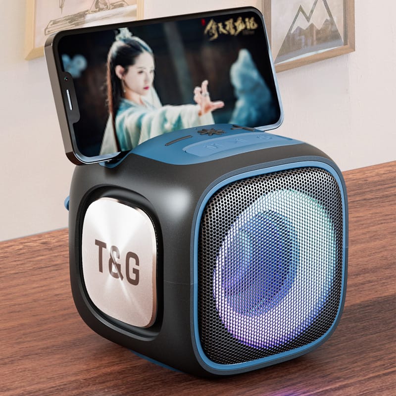 T&amp;G Portable Bluetooth Speaker with LED Lights, Phone Holder &amp; Powerful Bass �Wireless, USB, TF Card &amp; AUX Support �Model X-911