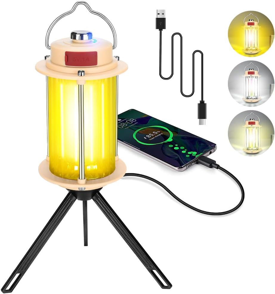 MX6611 Stepless Dimmable LED Camping Light �Portable Rechargeable Outdoor Lantern with Tripod Stand