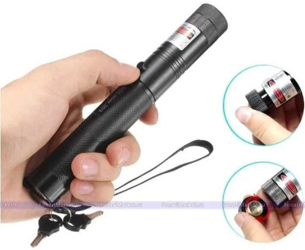 Laser 303 High Power Red Laser Pointer �Long Range Beam with Key Lock, Rechargeable 18650 Battery &amp; Charger, Durable Aluminum Alloy Body
