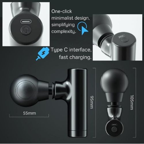 Rechargeable Facial Gun Massager �Compact Skincare Device with Type-C Charging, ABS Plastic, Portable &amp; Easy-to-Use for Relaxing Face Massage