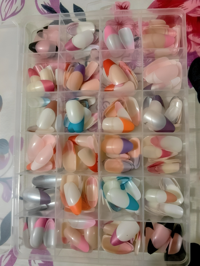 288 Pcs French Nails Set �Multicolor ABS Plastic Nail Tips, Smooth &amp; Even Coverage, Durable, Easy-to-Apply, Perfect for DIY &amp; Professional Manicures
