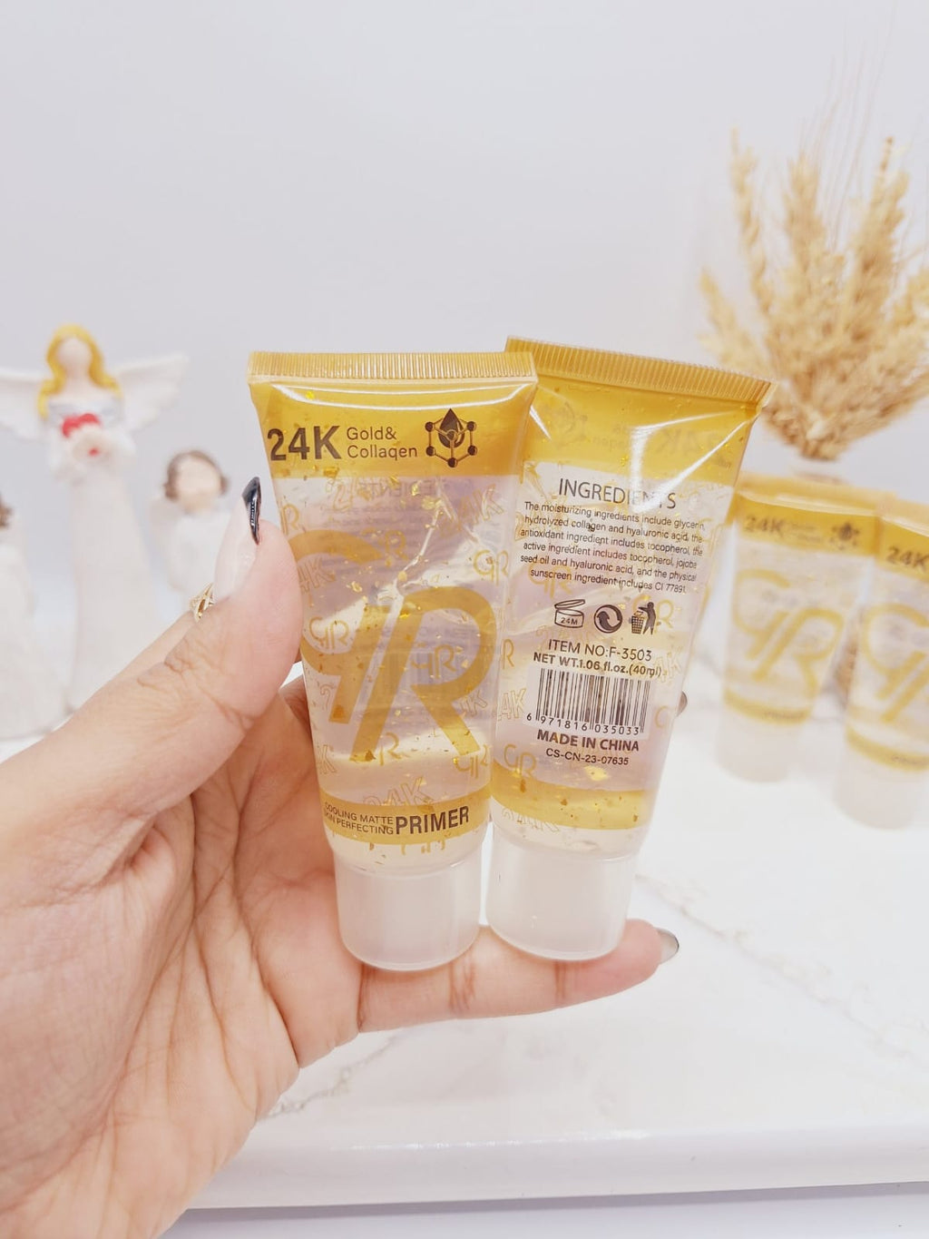 GR 24K Gold &amp; Collagen Primer �Radiance Boosting Liquid Makeup Base, Smooth Finish, Long-Lasting Hydration, 40ml