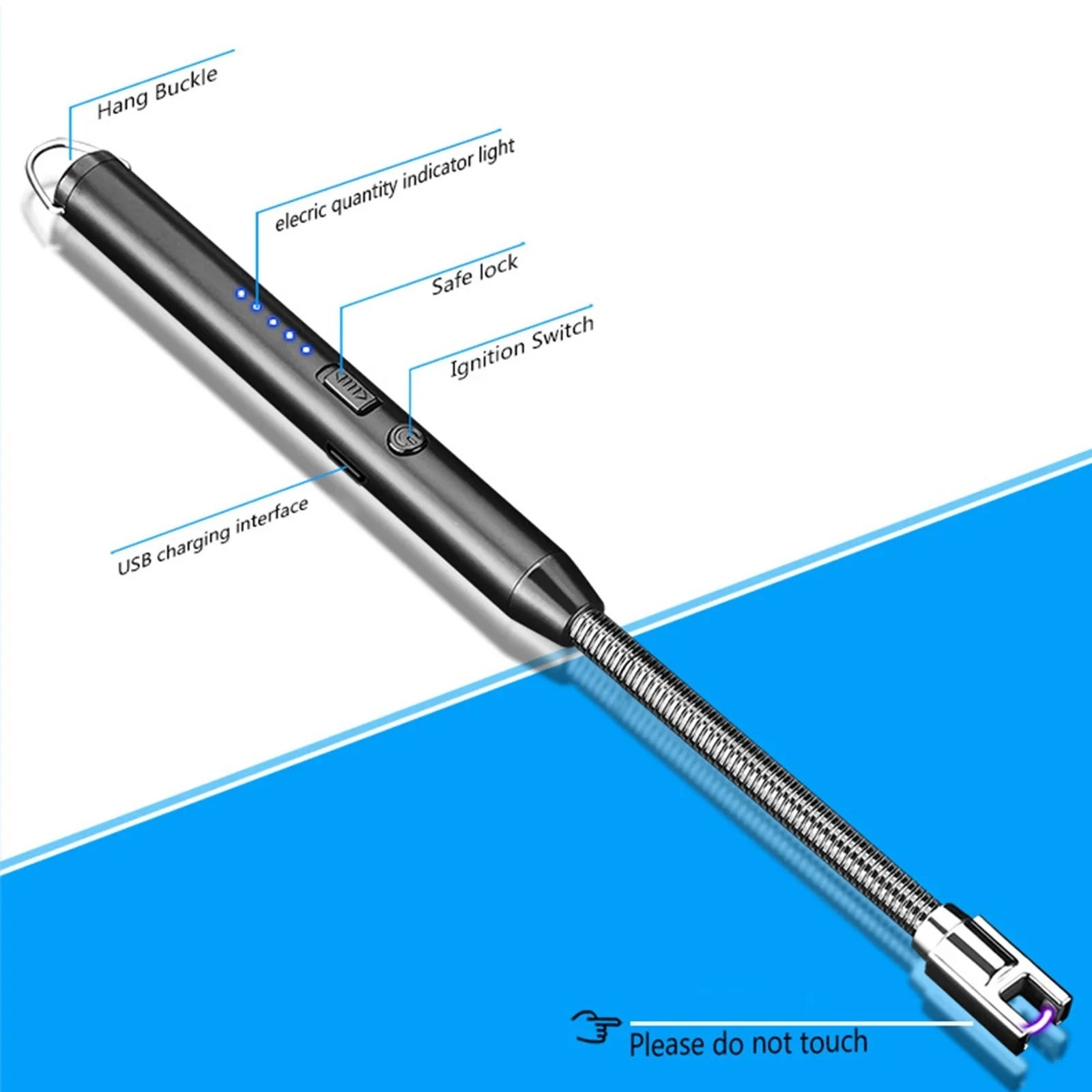 360? Outdoor Kitchen Lighter �USB Rechargeable Portable Electronic Arc Lighter with Flexible Neck, Safety Lock, Windproof &amp; Eco-Friendly Design for Candles &amp; Gas Stoves