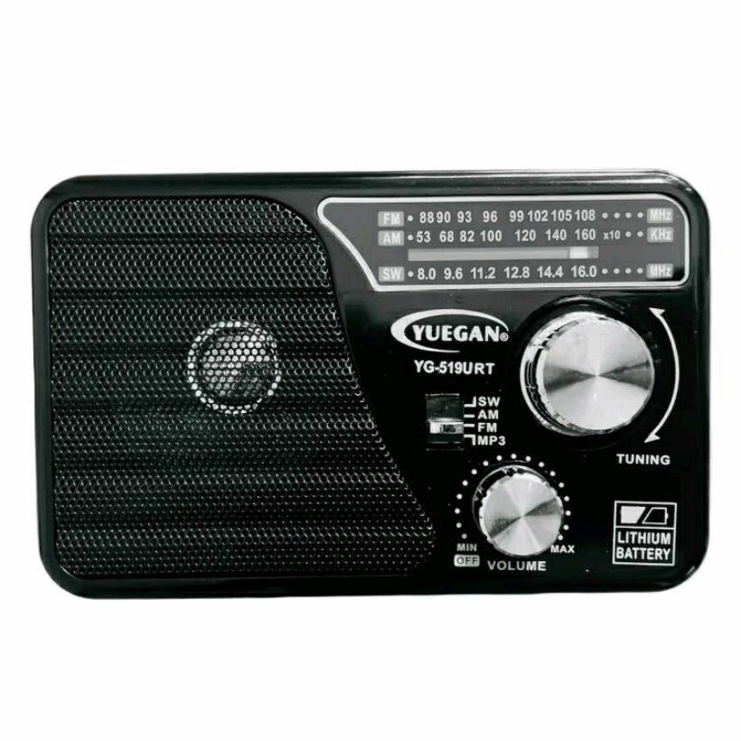 YUEGAN YG-518URT 3-Band Portable Radio with USB/TF MP3 Player, Aux Input, Flashlight &amp; Rechargeable Battery �AM/FM/SW