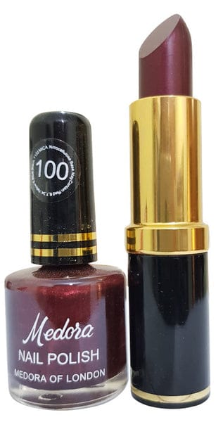 Medora 2 in 1 Lipstick &amp; Nail Polish Combo �Premium Beauty Deal with Matching Shades, Includes 1 Lipstick &amp; 1 Nail Polish (Shade Red, Maroon)